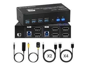8K@60Hz KVM Switch 2 Monitors 2 Computers 4K@120Hz USB 3.0 Dual Monitor KVM for 2 PC Share 2 Monitor and 1 Set of Keyboard Mouse Printer (Dual Monitor DP DP) 8K@60Hz KVM Switch 2 Monitors 2 Computers 4K@120Hz USB 3.0 Dual Monitor KVM for 2 PC Share 2 Monitor and 1 Set of Keyboard Mouse Printer (Dual Monitor DP DP)