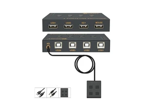 4 Port Splitte -KVM Switch ControllerUSB Keyboard Mouse Synchronizer, Plug and Play DistributorSplitter for Various Operating System 4 Port Splitte -KVM Switch ControllerUSB Keyboard Mouse Synchronizer, Plug and Play DistributorSplitter for Various Operating System