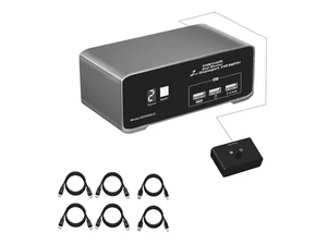 DP KVM Switch for 2 Computers 2 DP Monitors 4K@60Hz USB 2.0 with Remote DP KVM Switch for 2 Computers 2 DP Monitors 4K@60Hz USB 2.0 with Remote