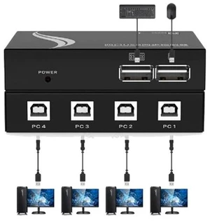 4-in-1-out DNF Multi-Open Synchronizer - 4 Port KVM Switch/Distributor, USB Keyboard Mouse Sync Controller, Plug and Play, DNF Game Control Synchronizer for Multiple PCs 4-in-1-out DNF Multi-Open Synchronizer - 4 Port KVM Switch/Distributor, USB Keyboard Mouse Sync Controller, Plug and Play, DNF Game Control Synchronizer for Multiple PCs