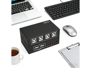 4-Port USB Synchronizer KVM Switch, Keyboard Mouse & Game Controller Sharing Hub Multi-Device One-Click Control for DNF Gaming Streaming & Office Workstation Setup 4-Port USB Synchronizer KVM Switch, Keyboard Mouse & Game Controller Sharing Hub Multi-Device One-Click Control for DNF Gaming Streaming & Office Workstation Setup
