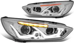 DNA MOTORING Projector Headlights Assembly Compatible with 2015-2018 Ford Focus, Chrome housing/Amber corner, HL-HPL-LED-FF16-CH-AM DNA MOTORING Projector Headlights Assembly Compatible with 2015-2018 Ford Focus, Chrome housing/Amber corner, HL-HPL-LED-FF16-CH-AM