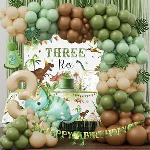 Three Rex Birthday Party Decorations Boy, Dinosaur 3rd Birthday Party Supplies, Three Rex Backdrop Tablecloth Fringe Curtain Balloon Arch Cake Topper Birthday Banner Hat Three Rex Birthday Party Decorations Boy, Dinosaur 3rd Birthday Party Supplies, Three Rex Backdrop Tablecloth Fringe Curtain Balloon Arch Cake Topper Birthday Banner Hat