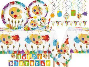 Serves 30 Complete Art Birthday Party Supplies Includes Plates,Napkins,Table Covers, Happy Birthday Banner,Pennant Banners,Swirls, Art party Centerpiece, Ideal for Art Theme Decor Serves 30 Complete Art Birthday Party Supplies Includes Plates,Napkins,Table Covers, Happy Birthday Banner,Pennant Banners,Swirls, Art party Centerpiece, Ideal for Art Theme Decor