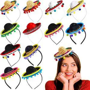 Mumufy 12 Pcs Mexican Sombrero Headband Hats Bulk for Adults Mini Fiesta Hats with Fabric Cinco De Mayo Party Decorations(Stylish) Mumufy 12 Pcs Mexican Sombrero Headband Hats Bulk for Adults Mini Fiesta Hats with Fabric Cinco De Mayo Party Decorations(Stylish)