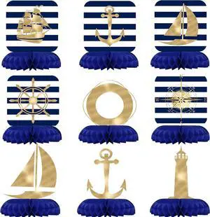 Nautical Party Decorations - Nautical Honeycomb Centerpieces for Kids'Nautical Birthday and Baby Shower Table Decor Nautical Party Decorations - Nautical Honeycomb Centerpieces for Kids'Nautical Birthday and Baby Shower Table Decor