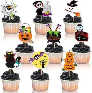 SANNIX 72 Pcs Halloween Cupcake Toppers Food Picks Pumpkin Bat Ghost Toothpicks for Halloween Decorations Birthday Party Decor Supplies Cake Food Appetizer Decor SANNIX 72 Pcs Halloween Cupcake Toppers Food Picks Pumpkin Bat Ghost Toothpicks for Halloween Decorations Birthday Party Decor Supplies Cake Food Appetizer Decor