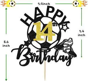 Soccer Happy 14th Birthday Cake Topper, Players Toys/Football Theme Party Decorations, 14 Years Old Cake Ball Party Supplies for Boy Girl Soccer Happy 14th Birthday Cake Topper, Players Toys/Football Theme Party Decorations, 14 Years Old Cake Ball Party Supplies for Boy Girl