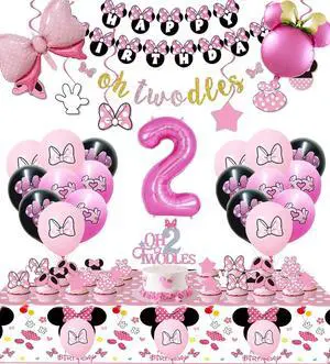 Pink 2nd Birthday Party Supplies, Oh Twodles Girl Second Party Decorations Includes Happy Birthday Banner, Hanging Swirls, Tablecloth, Cake Cupcake Toppers, Bow Foil Balloon, Latex Balloons Pink 2nd Birthday Party Supplies, Oh Twodles Girl Second Party Decorations Includes Happy Birthday Banner, Hanging Swirls, Tablecloth, Cake Cupcake Toppers, Bow Foil Balloon, Latex Balloons