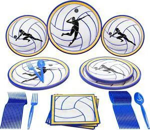 Volleyball Party Pack (100 Pieces for 16 Guests) - Sports Themed Birthday Party Supplies, Plates and Napkins, Party Decor, Blue Orchards Volleyball Party Pack (100 Pieces for 16 Guests) - Sports Themed Birthday Party Supplies, Plates and Napkins, Party Decor, Blue Orchards
