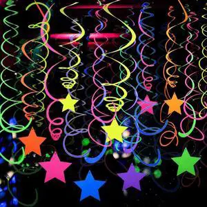 56 Pieces UV Hanging Swirls Decorations Paper Neon Streamer for Ceiling Star Neon Garlands Black Light Neon Decorations for Dark Glow Party Supplies and Decorations Birthday Neon Party Favors 56 Pieces UV Hanging Swirls Decorations Paper Neon Streamer for Ceiling Star Neon Garlands Black Light Neon Decorations for Dark Glow Party Supplies and Decorations Birthday Neon Party Favors