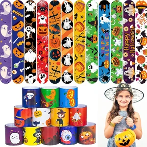 48 Pcs Halloween Slap Bracelets, 12 Styles for Halloween Party Favors, Assorted Bulk Pumpkin Zombie Witches Snap Bracelet Wristbands for Kids Halloween Party Gift Bag Filler Supply 48 Pcs Halloween Slap Bracelets, 12 Styles for Halloween Party Favors, Assorted Bulk Pumpkin Zombie Witches Snap Bracelet Wristbands for Kids Halloween Party Gift Bag Filler Supply