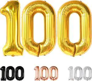 KatchOn, Large Gold 100 Balloon Number - 40 Inch | Foil Balloon for 100th Birthday Decorations | 100th Gold Balloons For Anniversary Decorations | Golden Birthday Party Decorations KatchOn, Large Gold 100 Balloon Number - 40 Inch | Foil Balloon for 100th Birthday Decorations | 100th Gold Balloons For Anniversary Decorations | Golden Birthday Party Decorations