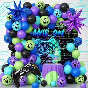 120 Pcs Video Game Balloon Garland Arch Kit, Black Blue Purple Light Green Balloons For Cartoon Gaming Night Themed Birthday Decorations Boys Kids Gatherings Party Supplies 120 Pcs Video Game Balloon Garland Arch Kit, Black Blue Purple Light Green Balloons For Cartoon Gaming Night Themed Birthday Decorations Boys Kids Gatherings Party Supplies