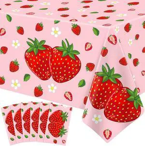 6Pcs Pink Strawberry Table Cloth Strawberry Birthday Decorations Berry Sweet One Table Covers for Strawberry Party Decoration Berry Sweet Baby Shower Party Supplies 6Pcs Pink Strawberry Table Cloth Strawberry Birthday Decorations Berry Sweet One Table Covers for Strawberry Party Decoration Berry Sweet Baby Shower Party Supplies