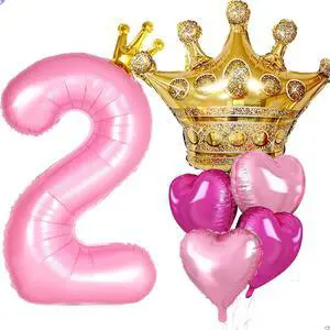 Princess 2nd Birthday Party Decorations, 40 inch Large Pink Crown 2 Balloon for Girls Princess Royal Decorations, Party Supplies Favors, Anniversaries(Number 2 Foil Mylar Birthday Balloon) Princess 2nd Birthday Party Decorations, 40 inch Large Pink Crown 2 Balloon for Girls Princess Royal Decorations, Party Supplies Favors, Anniversaries(Number 2 Foil Mylar Birthday Balloon)