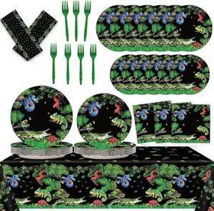 Reptile Lizard Snake Birthday Party Supplies Tableware Kit for 24 Guests Camping Wildlife Snakes Party Plates Napkins Decorations and Favors with Wilderness Jungle Alligator Turtle Tablecloth Reptile Lizard Snake Birthday Party Supplies Tableware Kit for 24 Guests Camping Wildlife Snakes Party Plates Napkins Decorations and Favors with Wilderness Jungle Alligator Turtle Tablecloth