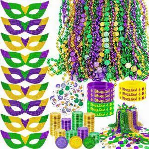 MGparty 216 PCS Mardi Gras Accessories - Masks Beads Necklaces Coins Tattoos Bracelets Carnival Parade Masquerade Party Decorations Supplies MGparty 216 PCS Mardi Gras Accessories - Masks Beads Necklaces Coins Tattoos Bracelets Carnival Parade Masquerade Party Decorations Supplies