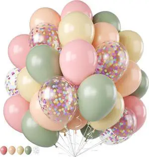 Pastel Balloons,12 Inch Misty Green Blush Pink Pastel Orange Yellow Colorful Confetti Balloons with Ribbon for Easter Party Spring Birthday Baby Shower Engagement Party Decorations Pastel Balloons,12 Inch Misty Green Blush Pink Pastel Orange Yellow Colorful Confetti Balloons with Ribbon for Easter Party Spring Birthday Baby Shower Engagement Party Decorations