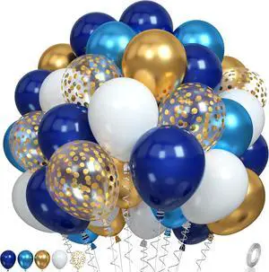 Navy Blue and Gold Balloons, Metallic Golden and Blue Balloon Navy and White Latex Balloons Gold Confetti Party Graduation Balloon for Birthday Baby Shower Wedding Decorations Navy Blue and Gold Balloons, Metallic Golden and Blue Balloon Navy and White Latex Balloons Gold Confetti Party Graduation Balloon for Birthday Baby Shower Wedding Decorations