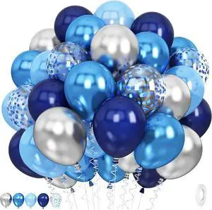 60 Pcs Blue and Silver Balloons, Navy Royal Blue Silver Party Balloons with Metallic Confetti Helium Latex Balloons for Birthday Baby Showers Fathers Day 2025 Graduation Decoration 60 Pcs Blue and Silver Balloons, Navy Royal Blue Silver Party Balloons with Metallic Confetti Helium Latex Balloons for Birthday Baby Showers Fathers Day 2025 Graduation Decoration