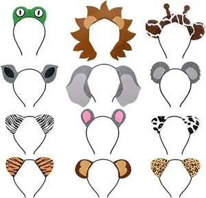 12pcs Jungle Animal Safari Headbands with Animal Hair Hoops - Photo Booth Props, Party Favors and Decorations for Kids and Adults 12pcs Jungle Animal Safari Headbands with Animal Hair Hoops - Photo Booth Props, Party Favors and Decorations for Kids and Adults