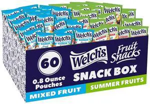 Welch's Fruit Snacks, Mixed Fruit & Summer Fruits Snack Box, Gluten Free, 0.8oz Snack Packs (Pack of 60) Welch's Fruit Snacks, Mixed Fruit & Summer Fruits Snack Box, Gluten Free, 0.8oz Snack Packs (Pack of 60)