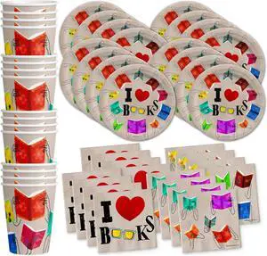 Birthday Galore Book Club Birthday Themed Party Supplies for Kids and Adults - Ideal Celebration Tableware Set with Plates, Napkins, & Cups Quick Colorful Setup Decoration For All Events - Kit for 16 Birthday Galore Book Club Birthday Themed Party Supplies for Kids and Adults - Ideal Celebration Tableware Set with Plates, Napkins, & Cups Quick Colorful Setup Decoration For All Events - Kit for 16