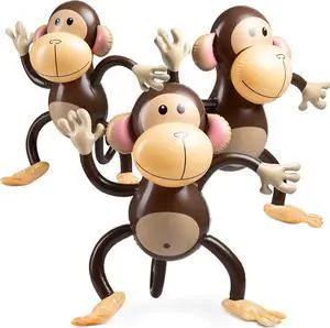 Large Inflatable Monkey (Pack of 3) 27-Inch Monkeys for Baby Shower, Safari, Jungle Themed Birthdays, Blow Up Animal Party Favors and Decorations for Kids and Toddlers Large Inflatable Monkey (Pack of 3) 27-Inch Monkeys for Baby Shower, Safari, Jungle Themed Birthdays, Blow Up Animal Party Favors and Decorations for Kids and Toddlers