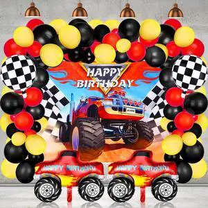 Sumind 75 Pcs Truck Birthday Decorations Monster Backdrop Monster Truck Balloons Mosaic Balloons Car Party Supplies for Boys Birthday Decor Sumind 75 Pcs Truck Birthday Decorations Monster Backdrop Monster Truck Balloons Mosaic Balloons Car Party Supplies for Boys Birthday Decor