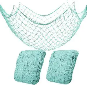 2 Pack Fish Net Decorations for Party, Natural Cotton Hawaiian Party Fishing Net Decorative, Nautical Themed Cotton Fishnet Under The Sea Pirate Ocean BeachHalloween Decor Blue 2 Pack Fish Net Decorations for Party, Natural Cotton Hawaiian Party Fishing Net Decorative, Nautical Themed Cotton Fishnet Under The Sea Pirate Ocean BeachHalloween Decor Blue