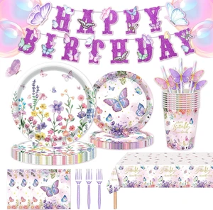146Pcs Wildflower & Butterfly Plates and Napkins Floral Party Supplies Includes Plates, Napkin, Fork, Cup, Straw, Tablecloth, Banner for Baby Shower Birthday Party Decorations, Serves 24 146Pcs Wildflower & Butterfly Plates and Napkins Floral Party Supplies Includes Plates, Napkin, Fork, Cup, Straw, Tablecloth, Banner for Baby Shower Birthday Party Decorations, Serves 24
