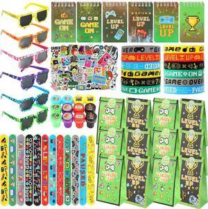 LiYiQ 122 Pcs Video Game Party Favors With Video Game Sunglasses Slap Bracelets Notebook Stamps Stickers and Gift Bag for Video Game Gamer Birthday Party Supplies LiYiQ 122 Pcs Video Game Party Favors With Video Game Sunglasses Slap Bracelets Notebook Stamps Stickers and Gift Bag for Video Game Gamer Birthday Party Supplies