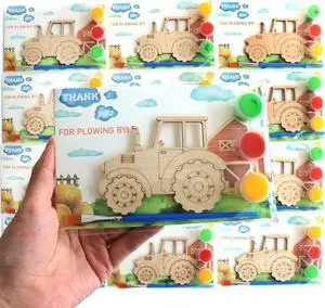 12 Pack Pre-Packaged Tractor Party Favors, Wooden Tractor Cutouts with Magnets & Painting Kits for Kids, Farm Theme Birthday Decorations & Thank You Gifts for Guests 12 Pack Pre-Packaged Tractor Party Favors, Wooden Tractor Cutouts with Magnets & Painting Kits for Kids, Farm Theme Birthday Decorations & Thank You Gifts for Guests