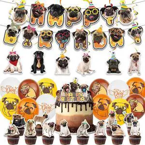 Pug Party Decorations Funny Pug Birthday Banner Hanging Swirls Cake Topper Balloons Cupcake Toppers Pug Birthday Party Supplies With Different Dog Faces Pug Party Decorations Funny Pug Birthday Banner Hanging Swirls Cake Topper Balloons Cupcake Toppers Pug Birthday Party Supplies With Different Dog Faces