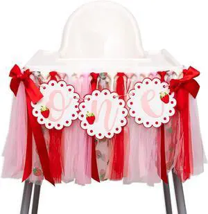 Strawberry One Highchair Banner - Berry First Birthday High Chair Banner, Berry Sweet One Birthday Decorations for Party, Anniversary, Cake Smash, Photo Prop Strawberry One Highchair Banner - Berry First Birthday High Chair Banner, Berry Sweet One Birthday Decorations for Party, Anniversary, Cake Smash, Photo Prop