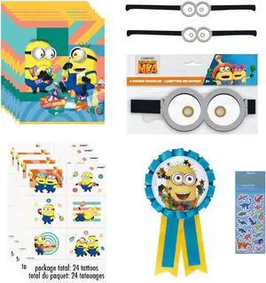 Unique Despicable Me Birthday Party Supplies Favor Bundle Pack includes 8 Loot Bags, 8 Party Paper Goggles, 24Tattoos, 1 Award Ribbon, 1 Dinosaur Sticker Sheet Unique Despicable Me Birthday Party Supplies Favor Bundle Pack includes 8 Loot Bags, 8 Party Paper Goggles, 24Tattoos, 1 Award Ribbon, 1 Dinosaur Sticker Sheet