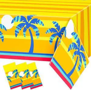 DYLIVeS Beach Party Supplies Summer Seaside Disposable Tablecloth Plastic Waterproof Table Cover 3 Pack for Hawaiian Beach Party Birthday Decorations, Rectangular, 54 x 108 inch DYLIVeS Beach Party Supplies Summer Seaside Disposable Tablecloth Plastic Waterproof Table Cover 3 Pack for Hawaiian Beach Party Birthday Decorations, Rectangular, 54 x 108 inch
