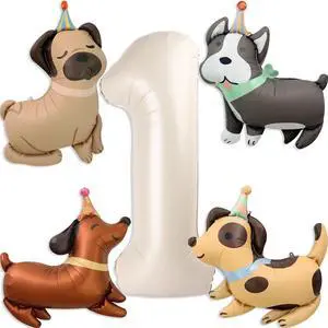 Animal Dog Balloons Puppy Balloon 40 Inch Cream White Number 1 Balloons for Dog 1st Birthday Decorations Dogs Birthday Party Supplies Animal Dog Balloons Puppy Balloon 40 Inch Cream White Number 1 Balloons for Dog 1st Birthday Decorations Dogs Birthday Party Supplies