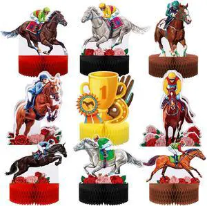 Sureio 9 Pcs 3D Horse Racing Honeycomb Centerpieces, Pop-up Derby Horse Racing Table Decorations Centerpiece Party Supplies for Jockeys Equestrian Theme Race Birthday Decor Sureio 9 Pcs 3D Horse Racing Honeycomb Centerpieces, Pop-up Derby Horse Racing Table Decorations Centerpiece Party Supplies for Jockeys Equestrian Theme Race Birthday Decor