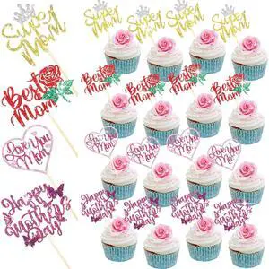 Spakon 60 Pcs Happy Mothers Day Cupcake Toppers Glitter Cake Toppers Cupcake Stickers Love You Mom Heart Mother Happy Birthday Party Supplies Icing Decorations (Classic Style,Multicolor) Spakon 60 Pcs Happy Mothers Day Cupcake Toppers Glitter Cake Toppers Cupcake Stickers Love You Mom Heart Mother Happy Birthday Party Supplies Icing Decorations (Classic Style,Multicolor)