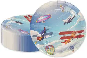 50PCS Airplane Party Paper Plates - 7Inch Airplane Blue Sky Dessert Plates for Cake Salad Fruit Disposable Decoration Supplies for Baby Shower Kids Birthday Party, Serve 50 50PCS Airplane Party Paper Plates - 7Inch Airplane Blue Sky Dessert Plates for Cake Salad Fruit Disposable Decoration Supplies for Baby Shower Kids Birthday Party, Serve 50