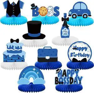 SATINIOR 10 Pcs Boss Centerpiece Boy Table Centerpieces Boss Birthday Decorations Blue Boy Theme Honeycomb Decor Set Bule Party Cake Topper for Shower Newborn Day Party Supplies SATINIOR 10 Pcs Boss Centerpiece Boy Table Centerpieces Boss Birthday Decorations Blue Boy Theme Honeycomb Decor Set Bule Party Cake Topper for Shower Newborn Day Party Supplies