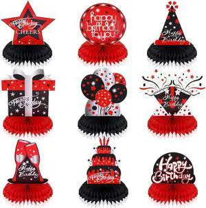 Leyndo 9 Pcs Red and Black Birthday Table Decorations Honeycomb Centerpieces for Tables Red Black Topper Signs for 16th to 60th Birthday Party Supplies for Men Women Leyndo 9 Pcs Red and Black Birthday Table Decorations Honeycomb Centerpieces for Tables Red Black Topper Signs for 16th to 60th Birthday Party Supplies for Men Women