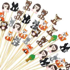 Woodland Animal Cocktail Picks Safari Animal Cupcake Toppers Jungle Party Food Appetizers Toothpicks for Baby Shower Birthday Party Drink Fruit Dessert Decorations Supplies (100) Woodland Animal Cocktail Picks Safari Animal Cupcake Toppers Jungle Party Food Appetizers Toothpicks for Baby Shower Birthday Party Drink Fruit Dessert Decorations Supplies (100)