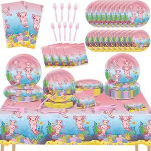 chiazllta 24 Guests Pink Axolotl Party Decoration Axolotl Birthday Party Supplies Favors Reptile Animals Tableware Set Disposable Plates Napkin Tablecloths for Axolotl Girl Decor 98 pcs chiazllta 24 Guests Pink Axolotl Party Decoration Axolotl Birthday Party Supplies Favors Reptile Animals Tableware Set Disposable Plates Napkin Tablecloths for Axolotl Girl Decor 98 pcs