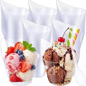 150 Pack 7 oz Clear Plastic Dessert Cups with Tasting Spoons, Appetizer Cups Yogurt Parfait Bowls with Spoons for Party Supplies Catering Chocolate Desserts Buffet Food Display 150 Pack 7 oz Clear Plastic Dessert Cups with Tasting Spoons, Appetizer Cups Yogurt Parfait Bowls with Spoons for Party Supplies Catering Chocolate Desserts Buffet Food Display