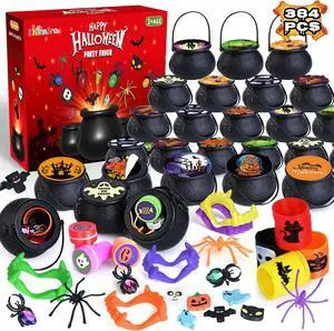 Shemira 384 PCS Halloween Party Favors Bulk for Kids, 48 Pack Prefilled Witch Cauldrons with Halloween Toys, Halloween Goodie Bag Fillers, Halloween Party Supplies, Halloween Miniatures Novelty Toys Shemira 384 PCS Halloween Party Favors Bulk for Kids, 48 Pack Prefilled Witch Cauldrons with Halloween Toys, Halloween Goodie Bag Fillers, Halloween Party Supplies, Halloween Miniatures Novelty Toys
