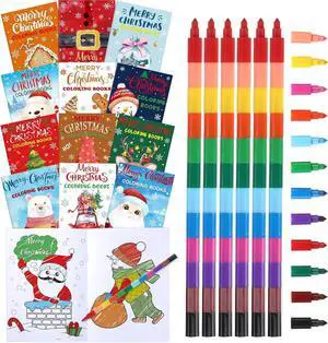 Funrous 24 Pcs Bulk Christmas Coloring Books with 24 Stackable Crayons Set Christmas Mini Coloring Books for Xmas Holiday Stocking Stuffers Activity Gifts Party Favors(Lovely) Funrous 24 Pcs Bulk Christmas Coloring Books with 24 Stackable Crayons Set Christmas Mini Coloring Books for Xmas Holiday Stocking Stuffers Activity Gifts Party Favors(Lovely)