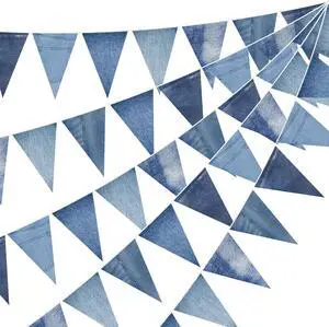 HESTYA 5 Pack 49 Ft Denim Pennant Banner, Blue Jean Theme Triangle Garland, Cowboy Western Party Decorations, Rustic Farmhouse Bunting for Baby Shower, Birthday, Graduation, Country Festival Supplies HESTYA 5 Pack 49 Ft Denim Pennant Banner, Blue Jean Theme Triangle Garland, Cowboy Western Party Decorations, Rustic Farmhouse Bunting for Baby Shower, Birthday, Graduation, Country Festival Supplies
